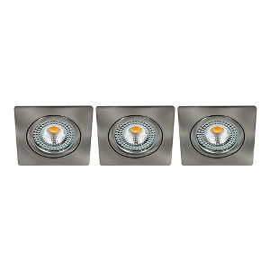 LED spot kantelbaar 5Watt vierkant NIKKEL IP65 dimbaar ID1 SET3 - 1