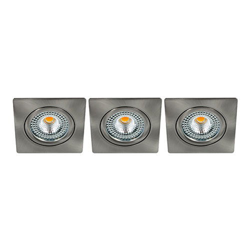 LED spot kantelbaar 5Watt vierkant NIKKEL IP65 dimbaar ID1 SET3 - 1