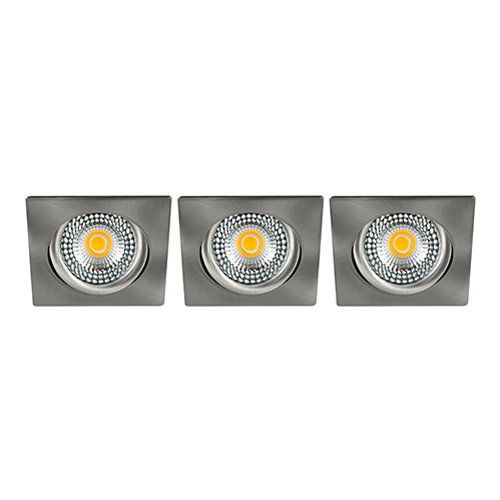 LED spot kantelbaar 5Watt vierkant NIKKEL IP65 dimbaar ID1 SET3 - 2