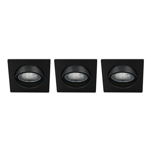 LED spot kantelbaar 5Watt vierkant ZWART IP65 dimbaar D SET3 - 3