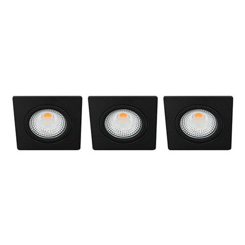 LED spot kantelbaar 5Watt vierkant ZWART IP65 dimbaar D1 SET3 - 1