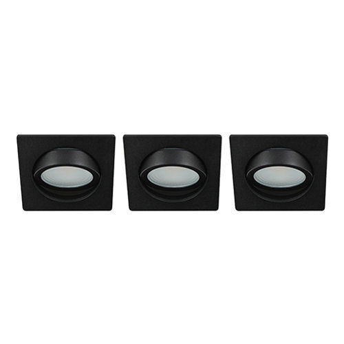 LED spot kantelbaar 5Watt vierkant ZWART IP65 dimbaar D2 SET3 - 3