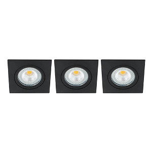 LED spot kantelbaar 5Watt vierkant ZWART IP65 dimbaar ID1 SET3 - 1