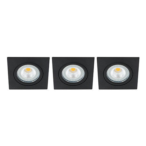 LED spot kantelbaar 5Watt vierkant ZWART IP65 dimbaar ID1 SET3 - 1