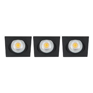 LED spot kantelbaar 5Watt vierkant ZWART IP65 dimbaar ID1 SET3 - 2