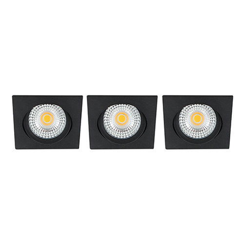 LED spot kantelbaar 5Watt vierkant ZWART IP65 dimbaar ID1 SET3 - 2