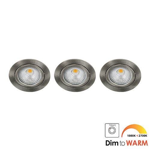 LED spot kantelbaar 7Watt rond NIKKEL IP65 dimbaar DTW SET3 - 1