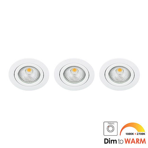 LED spot kantelbaar 7Watt rond WIT IP65 dimbaar DTW SET3 - 1