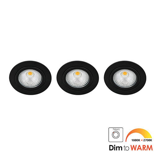 LED spot kantelbaar 7Watt rond ZWART IP65 dimbaar DTW SET3 - 1