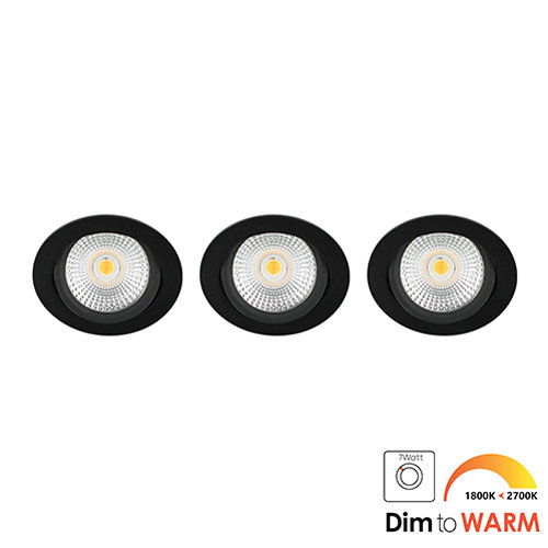 LED spot kantelbaar 7Watt rond ZWART IP65 dimbaar DTW SET3 - 2