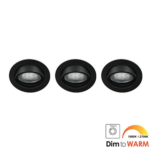 LED spot kantelbaar 7Watt rond ZWART IP65 dimbaar DTW SET3 - 3