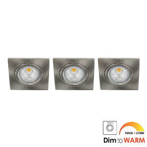 LED spot kantelbaar 7Watt vierkant NIKKEL IP65 dimbaar DTW SET3 - 1