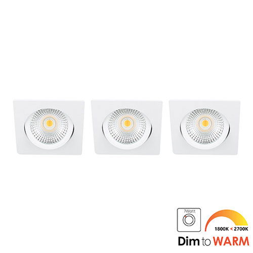 LED spot kantelbaar 7Watt vierkant WIT IP65 dimbaar DTW SET3 - 2