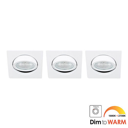 LED spot kantelbaar 7Watt vierkant WIT IP65 dimbaar DTW SET3 - 3