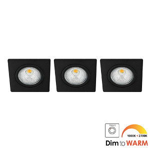 LED spot kantelbaar 7Watt vierkant ZWART IP65 dimbaar DTW SET3 - 1