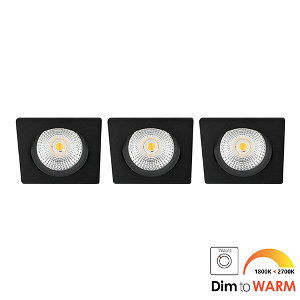 LED spot kantelbaar 7Watt vierkant ZWART IP65 dimbaar DTW SET3 - 2