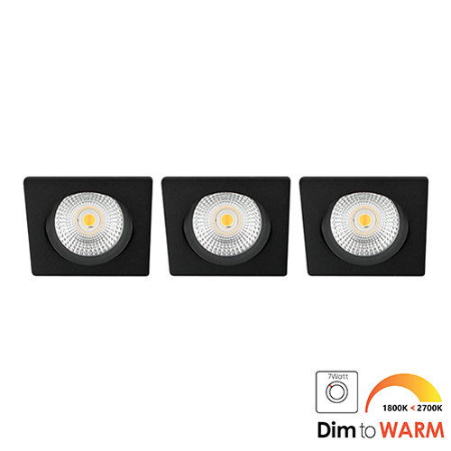 LED spot kantelbaar 7Watt vierkant ZWART IP65 dimbaar DTW SET3 - 2