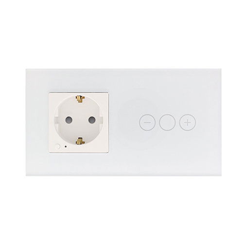 Novo Smart Touch wit-glas LED dimmer en stopcontact combinatie compleet