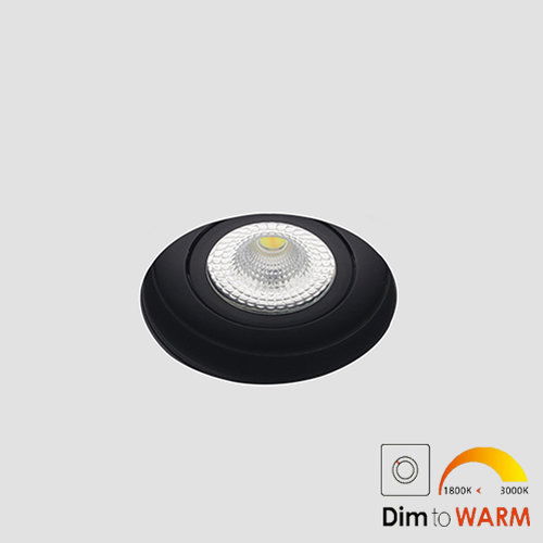 Bella Ondiepe LED trimless spot kantelbaar 7Watt rond ZWART IP65 dimbaar - dim to warm – interne driver