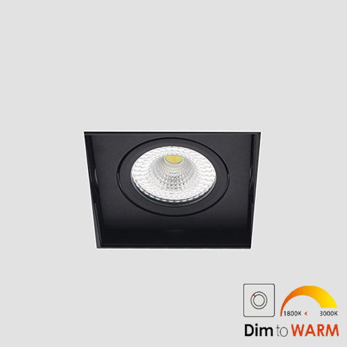 Bella Ondiepe LED trimless spot kantelbaar 7Watt vierkant ZWART IP65 dimbaar - dim to warm – interne driver