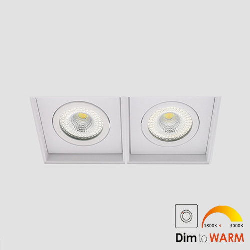 Bella Ondiepe LED trimless spot kantelbaar 7Watt vierkant dubbel WIT IP65 dimbaar - dim to warm – interne driver