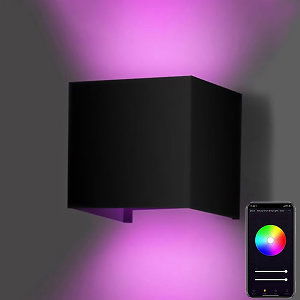 Qube Wandlamp LED 6Watt ZWART 220Volt IP65 RGB WW-CW WIFI