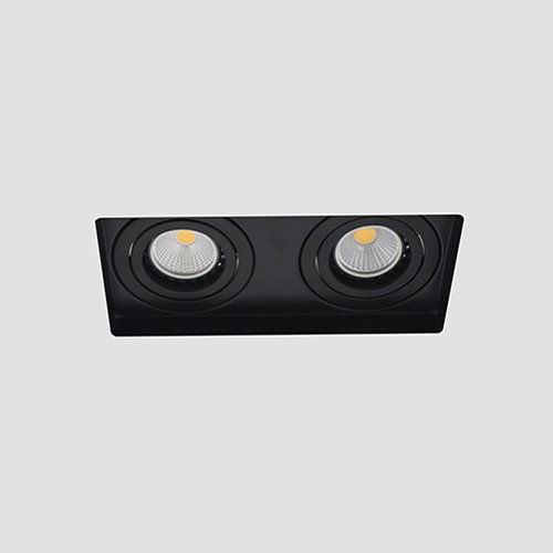 LED trimless spot GU10 COB 5Watt dubbel vierkant ZWART dimbaar