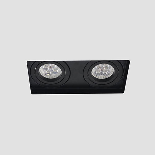 LED trimless spot GU10 4Watt dubbel vierkant ZWART dimbaar