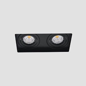 LED trimless spot GU10 COB 6Watt dubbel vierkant ZWART dimbaar