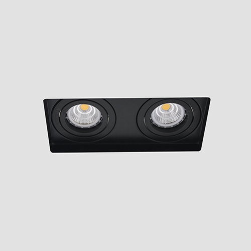 LED trimless spot GU10 COB 6Watt dubbel vierkant ZWART dimbaar