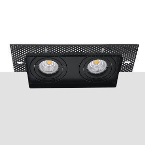 LED trimless spot GU10 COB 6Watt dubbel vierkant ZWART dimbaar