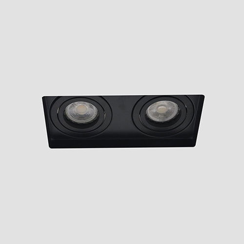 LED trimless spot GU10 COB 7Watt dubbel vierkant ZWART dimbaar