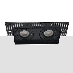 LED trimless spot GU10 COB 7Watt dubbel vierkant ZWART dimbaar