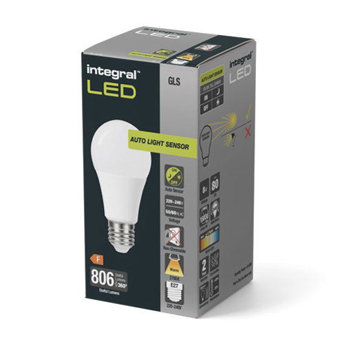 Integral LED E27 8Watt dag/nacht sensor