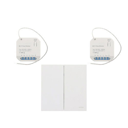 Wifi draadloos, dubbele micro dimmer module 150W + dubbele afstandsbediening WIT