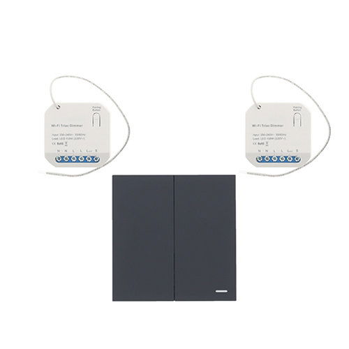 Wifi draadloos, dubbele micro dimmer module 150W + dubbele afstandsbediening ZWART