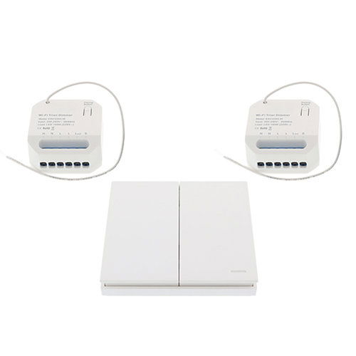 Wifi draadloos, dubbele micro dimmer module 150W + dubbele afstandsbediening WIT