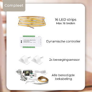 Basis LED Trapverlichting set met bewegingssensor – Warm Wit Licht – voor max. 16 treden 2