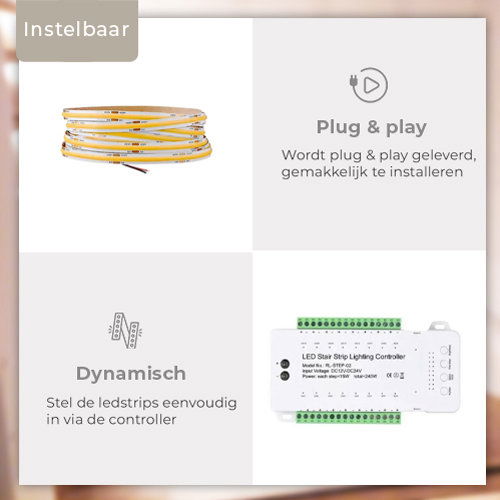 Basis LED Trapverlichting set met bewegingssensor – Warm Wit Licht – voor max. 16 treden 2