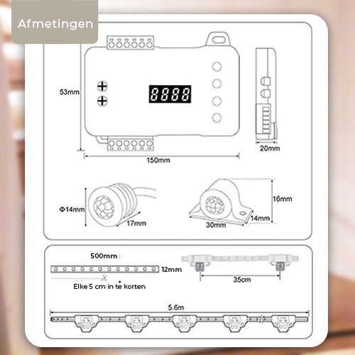 Luxe LED Trapverlichting set met bewegingssensor – Warm Wit Licht – voor max. 16 treden