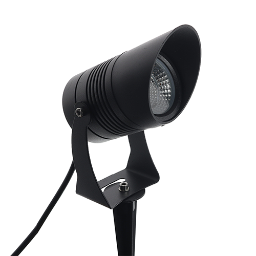 LED mini gevelspot - prikspot met kap 7Watt ZWART 220Volt IP65 warm wit