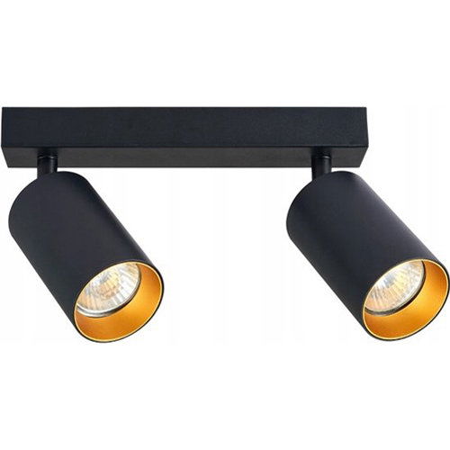 LED plafondspot mat zwart - goud - 2 verstelbare spots - GU10 aansluiting