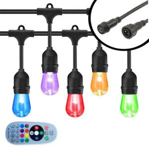 30m LED Prikkabel - RGB + CCT - IP65 Lichtsnoer Buiten - koppelbaar - inclusief 30x E27 lampen