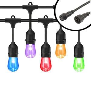 30m LED Prikkabel - RGB + CCT - IP65 Lichtsnoer Buiten - koppelbaar - inclusief 30x E27 lampen