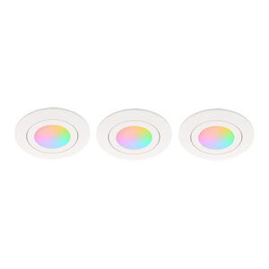 Set 3x - Zigbee led inbouwspot kleine inbouwdiepte - White & Color - rond WIT 5Watt IP65 - Zeno