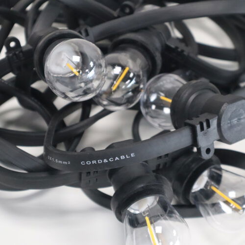 10m Arena platte LED Prikkabel - IP65 Lichtsnoer Buiten - koppelbaar - inclusief 10x E27 lampen