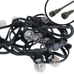 10m Arena platte LED Prikkabel - IP65 Lichtsnoer Buiten - koppelbaar - inclusief 10x E27 lampen