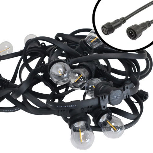 10m Arena platte LED Prikkabel - IP65 Lichtsnoer Buiten - koppelbaar - inclusief 10x E27 lampen