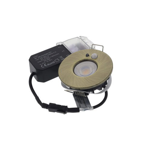 LED PIR inbouwspot IP65 waterdicht met bewegings sensor 6Watt rond BRONS ANTIEK én dimbaar