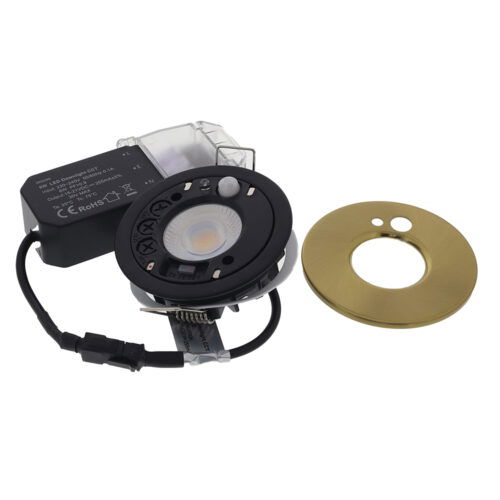 LED PIR inbouwspot IP65 waterdicht met bewegings sensor 6Watt rond MESSING én dimbaar